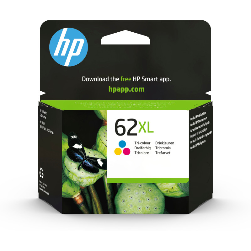 HP 62XL trefärgs original bläckpatron med hög kapacitet