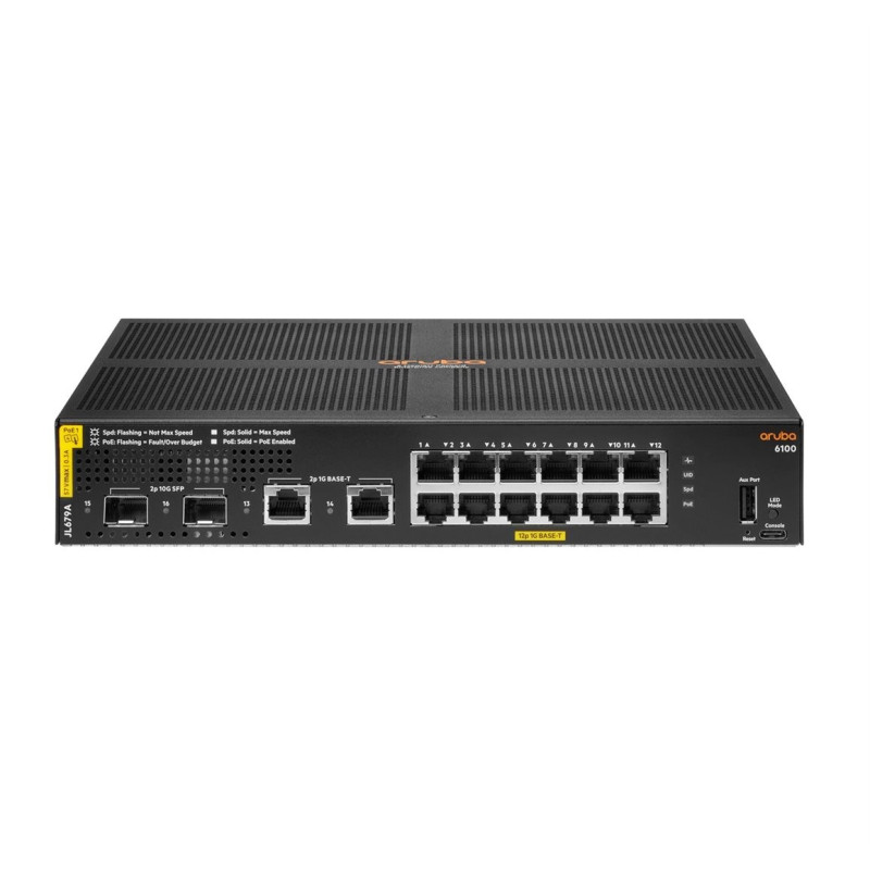 HPE Aruba Switch CX 6100 12G 2SFP+ 12xGBit/2xSFP+ PoE 139W JL679A