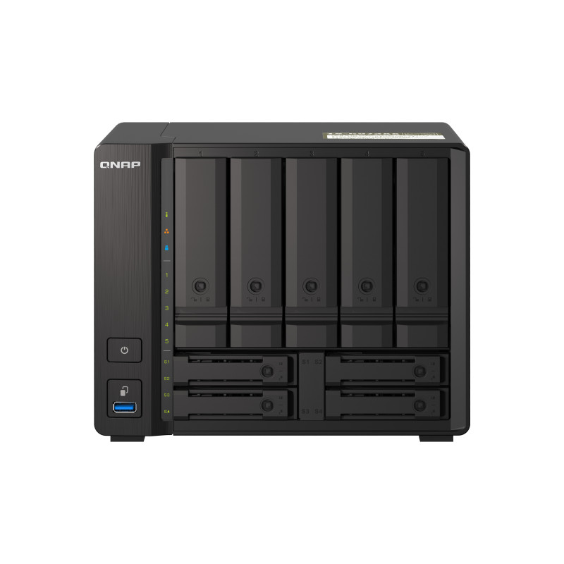 QNAP TS-H973AX NAS Tower Ryzen Embedded V1500B 32 Go DDR4 0 To QuTS hero Noir